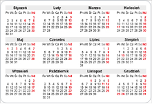 kalendarium listkowe 3